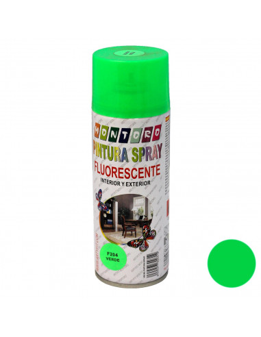 Montoro - Bote de pintura en spray verde fluorescente F204 400 ml, válido para multitud de superficies de interior y exterior. P