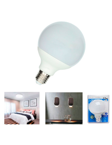 Tradineur - Bombilla LED estándar grande, globo, G80, E27, 12W equivalente a 108W, 1240 lúmenes, 6500K, luz blanca fría, eficien
