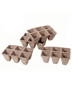 Tradineur - Pack de 24 bandejas de semilleros biodegradables, 6 plantas, bandejas de germinación de papel, crecimiento, propagac