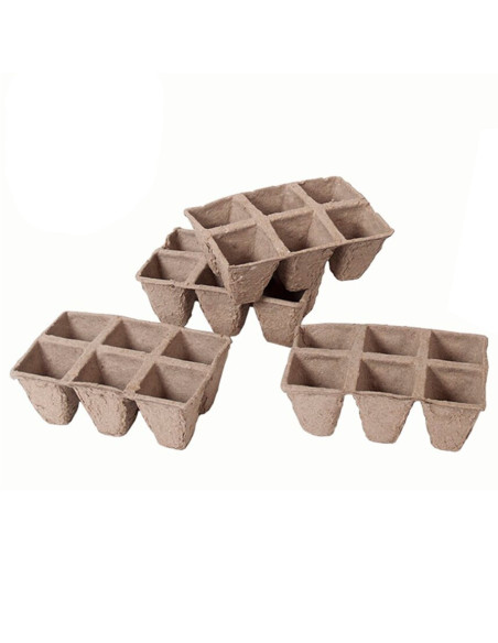 Tradineur - Pack de 24 bandejas de semilleros biodegradables, 6 plantas, bandejas de germinación de papel, crecimiento, propagac Tradineur - Pack de 24 bandejas de semilleros biodegradables, 6 plantas, bandejas de germinación de papel, crecimiento, propagac
