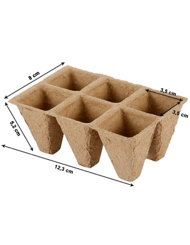 Tradineur - Pack de 24 bandejas de semilleros biodegradables, 6 plantas, bandejas de germinación de papel, crecimiento, propagac