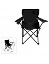 Tradineur - Silla de camping plegable con reposabrazos y portavasos, acero y poliéster, incluye bolsa de transporte, máximo 120