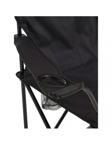 Tradineur - Silla de camping plegable con reposabrazos y portavasos, acero y poliéster, incluye bolsa de transporte, máximo 120