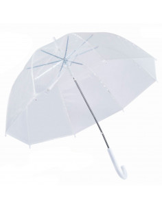 Tradineur - Paraguas transparente largo de mujer, forma de campana, PVC, apertura automática, 8 varillas de fibra, mango de plás
