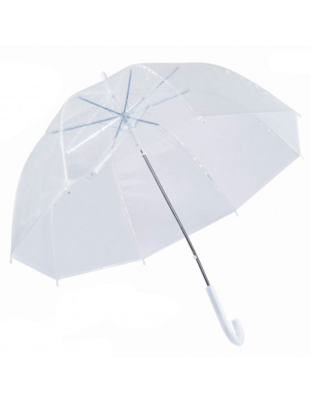 Tradineur - Paraguas transparente largo de mujer, forma de campana, PVC, apertura automática, 8 varillas de fibra, mango de plás
