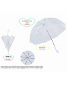 Tradineur - Paraguas transparente largo de mujer, forma de campana, PVC, apertura automática, 8 varillas de fibra, mango de plás