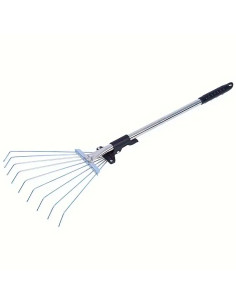 Tradineur - Rastrillo de jardín ajustable, extensible de 118 a 150 cm, hierro resistente, mango telescópico, dientes largos, bar