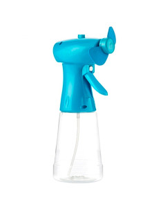 Tradineur - Ventilador de mano con pulverizador de agua, nebulización, funcionamiento con pilas, gran potencia, 21 x 10 x 7,7 cm