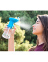 Tradineur - Ventilador de mano con pulverizador de agua, nebulización, funcionamiento con pilas, gran potencia, 21 x 10 x 7,7 cm