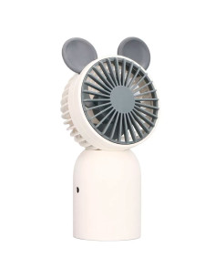 Tradineur - Mini ventilador recargable portátil de mano, orejas de ratón, 2W, 1 velocidad, batería interna y cable USB, diseño c