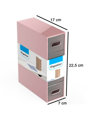 Tradineur - Mini cajonera de plástico con 4 cajones transparentes, organizador de cosméticos, maquillaje, accesorios de costura,
