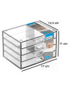 Tradineur - Mini cajonera transparente A6 con 4 cajones, plástico, organizador de cosméticos, maquillaje, accesorios de costura,