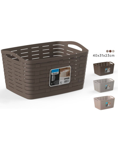 Tradineur - Cesta de plástico con asas, almacenamiento y transporte de ropa sucia, lavandería, fabricada en España - 22 litros -