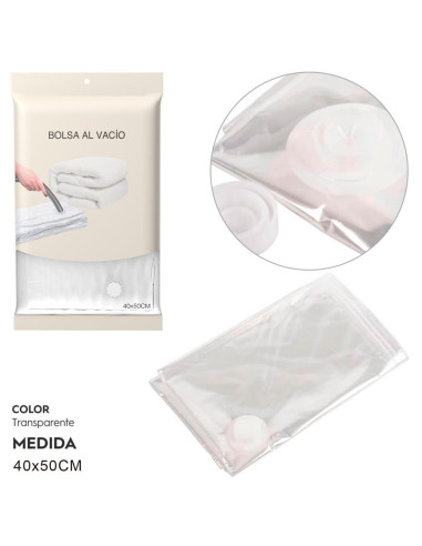 Tradineur - Pack de 4 bolsas salva espacio transparentes, almacenaje, guardar ropa al vacío, ahorro de espacio, envasar prendas,