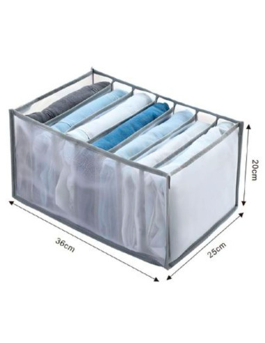 Tradineur - Pack de 2 organizadores de tela, nylon, 7 bolsillos, plegable, ordenación, ropa, armario, almacenamiento, separadore