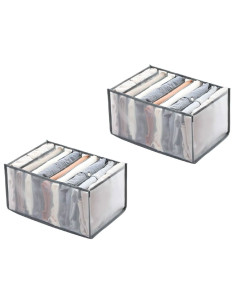 Tradineur - Pack de 2 organizadores de tela, nylon, 9 bolsillos, plegable, ordenación, ropa, armario, almacenamiento, separadore