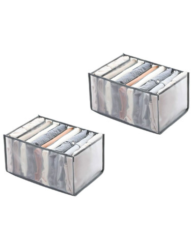 Tradineur - Pack de 2 organizadores de tela, nylon, 9 bolsillos, plegable, ordenación, ropa, armario, almacenamiento, separadore