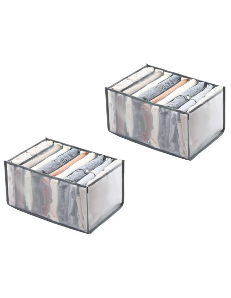Tradineur - Pack de 2 organizadores de tela, nylon, 9 bolsillos, plegable, ordenación, ropa, armario, almacenamiento, separadore