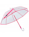 Tradineur - Paraguas transparente largo de mujer, PVC, mango acristalado, automático, antiviento, 8 varillas de fibra, ligero y