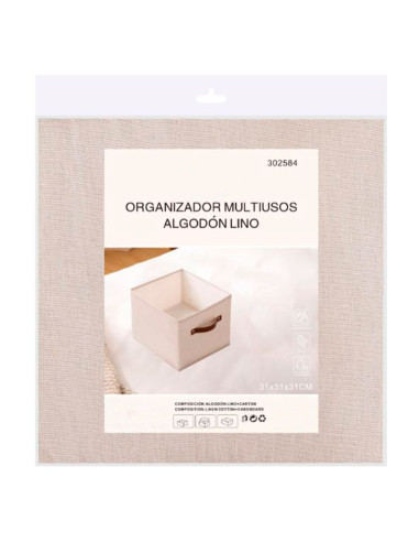 Tradineur - Organizador cuadrado de tela con asa, cajón plegable de algodón, ordenación, ropa, armario, almacenamiento, separado