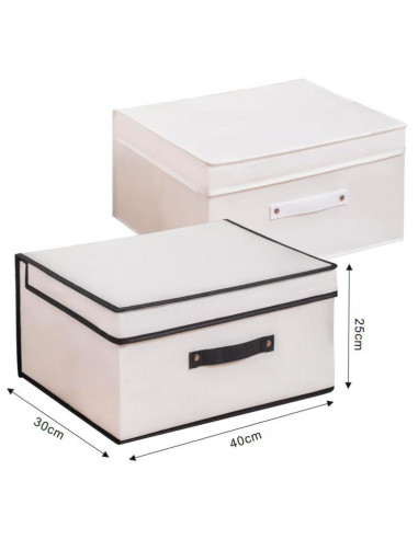 Tradineur - Organizador rectangular de tela con asa, caja plegable, ordenación, ropa, armario, almacenamiento, 30 x 40 x 25 cm,
