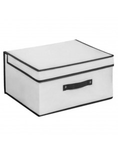 Tradineur - Organizador rectangular de tela, caja plegable con asa, ordenación, ropa, armario, almacenamiento, 50 x 40 x 25 cm,