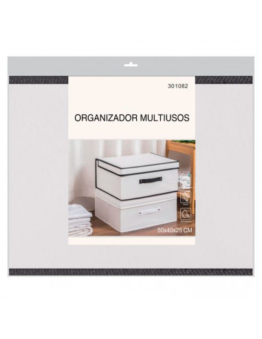 Tradineur - Organizador rectangular de tela, caja plegable con asa, ordenación, ropa, armario, almacenamiento, 50 x 40 x 25 cm,