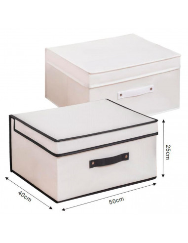 Tradineur - Organizador rectangular de tela, caja plegable con asa, ordenación, ropa, armario, almacenamiento, 50 x 40 x 25 cm,