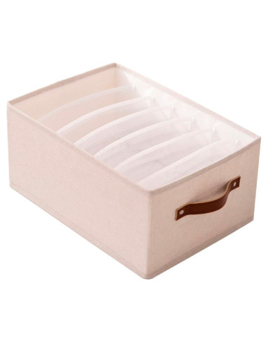 Tradineur - Organizador de tela con asa, algodón, 7 bolsillos, cajón plegable, ordenación, ropa, armario, almacenamiento, 36 x 2