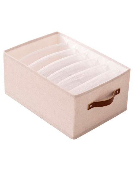 Tradineur - Organizador de tela con asa, algodón, 7 bolsillos, cajón plegable, ordenación, ropa, armario, almacenamiento, 36 x 2