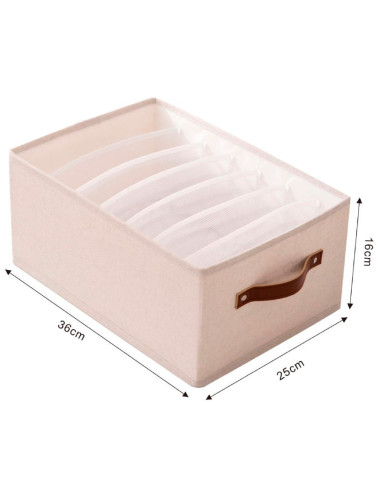 Tradineur - Organizador de tela con asa, algodón, 7 bolsillos, cajón plegable, ordenación, ropa, armario, almacenamiento, 36 x 2
