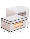 Tradineur - Organizador de tela con ventana, caja plegable, ordenación, ropa, armario, almacenamiento, mantas, sábanas, 25 x 35