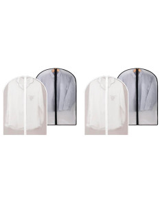 Tradineur - Pack de 4 fundas para trajes, PEVA, cremallera, translúcidas, transpirables, almacenamiento de ropa, abrigos, chaque