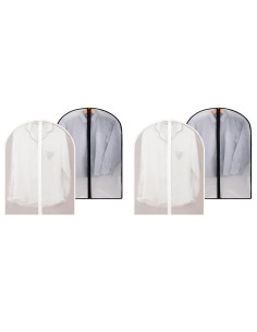 Tradineur - Pack de 4 fundas para trajes, cremallera, PEVA, translúcidas, transpirables, almacenamiento de ropa, abrigos, chaque