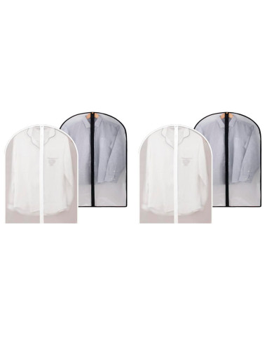 Tradineur - Pack de 4 fundas para trajes, cremallera, PEVA, translúcidas, transpirables, almacenamiento de ropa, abrigos, chaque