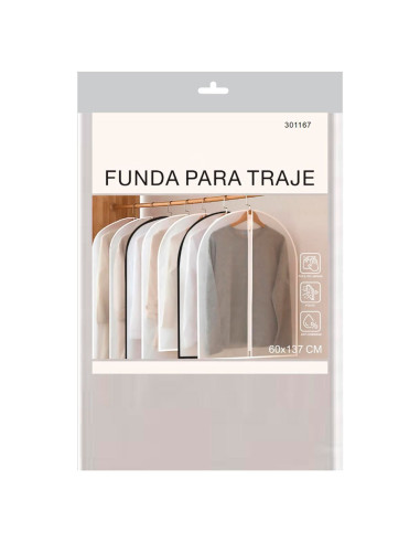 Tradineur - Pack de 4 fundas para trajes, cremallera, PEVA, translúcidas, transpirables, almacenamiento de ropa, abrigos, chaque