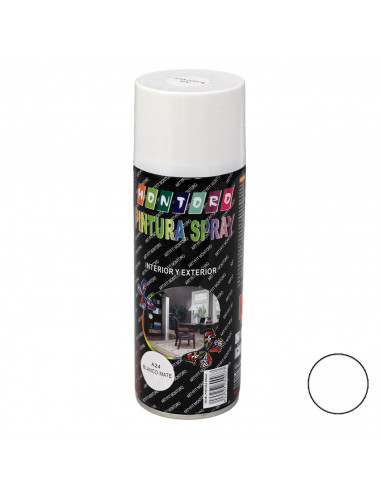 Montoro - Bote de pintura en spray blanco mate A24 400 ml, válido para multitud de superficies de interior y exterior. Pintura e