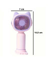 Tradineur - Mini ventilador recargable portátil de mano, orejas de gato, 1,5W, 1 velocidad, batería interna y cable USB, diseño