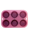 Tradineur - Molde de silicona para 6 magdalenas, bandeja para hornear muffins, cupcakes, antiadherente, fácil desmolde, 24,5 x 1