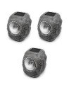 Tradineur - Pack de 3 lámparas solares con forma de piedra, foco, luz LED decorativa, impermeable, ecológica, jardín, patio, ext