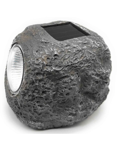 Tradineur - Pack de 3 lámparas solares con forma de piedra, foco, luz LED decorativa, impermeable, ecológica, jardín, patio, ext