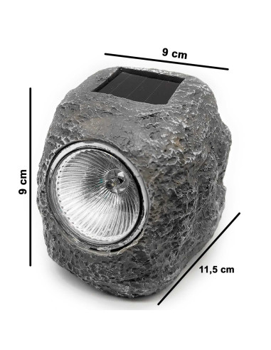 Tradineur - Pack de 3 lámparas solares con forma de piedra, foco, luz LED decorativa, impermeable, ecológica, jardín, patio, ext
