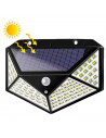 Tradineur - Lámpara solar de pared con sensor de movimiento, LED, foco exterior, recargable, 3.7 V, 450 lumen, impermeable, incl