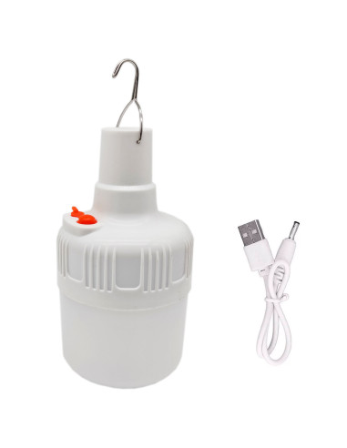Tradineur - Pack de 2 lámparas colgantes LED, foco exterior, recargable con cable USB, 3.7 V, 140 lumen, patio, jardín (Blanco -