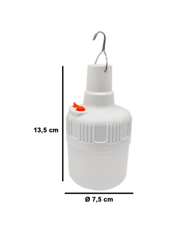 Tradineur - Pack de 2 lámparas colgantes LED, foco exterior, recargable con cable USB, 3.7 V, 140 lumen, patio, jardín (Blanco -