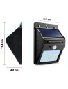 Tradineur - Pack de 2 focos solares de pared con sensor de movimiento, LED, lámpara exterior, recargable, 3.7 V, 300 lumen, impe
