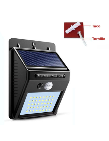 Tradineur - Pack de 2 focos solares de pared con sensor de movimiento, LED, lámpara exterior, recargable, 3.7 V, 300 lumen, impe