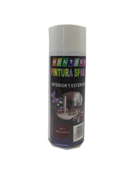 Montoro - Bote de pintura en spray rojo burdeos A11 400 ml, válido para multitud de superficies de interior y exterior. Pintura