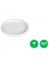 Tradineur - 4 paquetes de 12 platos llanos redondos reutilizables, plástico, reciclables, extra resistentes, higiénicos, apilabl