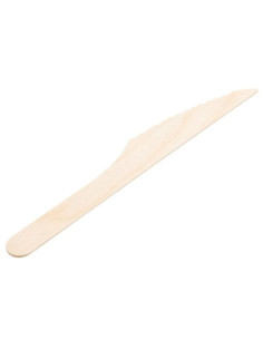 Tradineur - 16 paquetes de 12 cuchillos de madera biodegradables, reciclables, extra resistentes, producto orgánico natural - 16